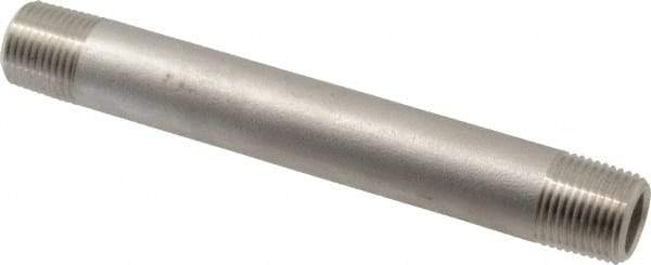 Merit Brass - Schedule 80, 1/2" Pipe x 6" Long, Grade 304/304L Stainless Steel Pipe Nipple - Seamless & Threaded - Top Tool & Supply