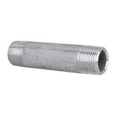 Merit Brass - Schedule 80, 3/4" Pipe x 4" Long, Grade 304/304L Stainless Steel Pipe Nipple - Seamless & Threaded - Top Tool & Supply