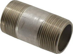 Merit Brass - Schedule 80, 1-1/4" Pipe x 3" Long, Grade 304/304L Stainless Steel Pipe Nipple - Seamless & Threaded - Top Tool & Supply