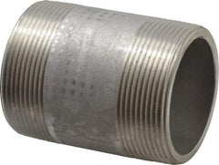 Merit Brass - Schedule 80, 2" Pipe x 3" Long, Grade 304/304L Stainless Steel Pipe Nipple - Seamless & Threaded - Top Tool & Supply