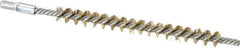 Schaefer Brush - 3" Brush Length, 1/4" Diam, Double Stem, Single Spiral Tube Brush - 4-1/2" Long, Brass, 8-32 Male Connection - Top Tool & Supply