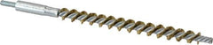 Schaefer Brush - 4" Brush Length, 3/8" Diam, Double Stem, Single Spiral Tube Brush - 6-1/4" Long, Brass, 8-32 Male Connection - Top Tool & Supply