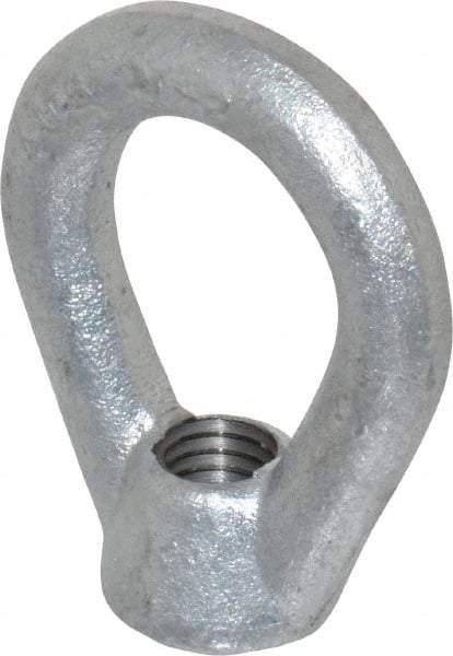 Gibraltar - 2,700 Lb Capacity, 1/2-13 Thread, Galvanized Finsih, Carbon Steel Heavy Duty Lifting Eye Nut - Grade C-1030, 2-1/2" High, 1-1/4" Inside & 2" Outside Eye Diam, 7/8" Bell/Base Width - Top Tool & Supply