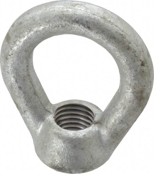 Gibraltar - 5,000 Lb Capacity, 3/4-10 Thread, Galvanized Finsih, Carbon Steel Heavy Duty Lifting Eye Nut - Grade C-1030, 3" High, 1-1/2" Inside & 2-1/2" Outside Eye Diam, 1-3/8" Bell/Base Width - Top Tool & Supply