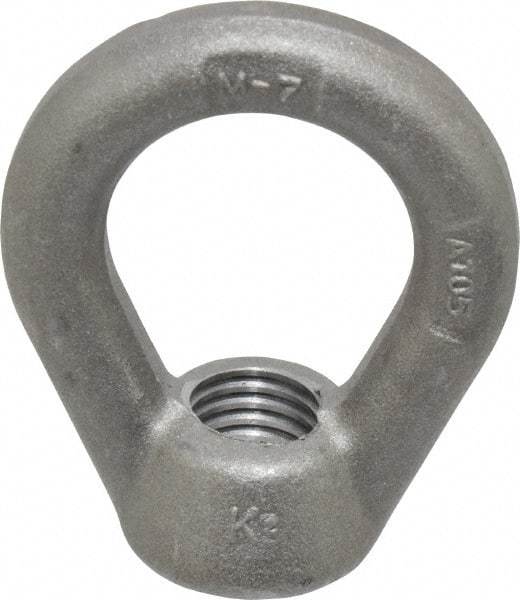 Gibraltar - 5,000 Lb Capacity, 3/4-10 Thread, Self Colored, Carbon Steel Heavy Duty Lifting Eye Nut - Grade C-1030, 3" High, 1-1/2" Inside & 2-1/2" Outside Eye Diam, 1-3/8" Bell/Base Width - Top Tool & Supply