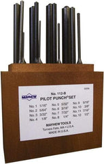 Mayhew - 12 Piece, 1/16 to 1/2", Roll Pin Punch Set - Round Shank, Alloy Steel, Comes in Wood Box - Top Tool & Supply