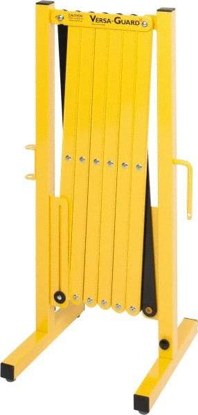 Made in USA - 37" High Folding Barricade - Aluminum & Steel Frame, Safety Yellow/Black - Top Tool & Supply