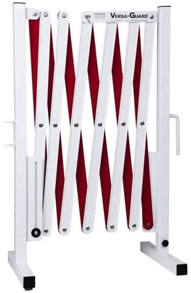 Made in USA - 37" High Folding Barricade - Aluminum & Steel Frame, Red/White - Top Tool & Supply