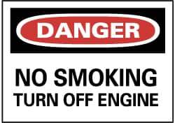 NMC - "Danger - No Smoking - Turn off Engine", 10" Long x 14" Wide, Aluminum Safety Sign - Rectangle, 0.04" Thick, Use for Accident Prevention - Top Tool & Supply