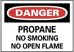 NMC - "Danger - Propane - No Smoking - No Open Flame", 10" Long x 14" Wide, Pressure-Sensitive Vinyl Safety Sign - Rectangle, 0.004" Thick, Use for Accident Prevention - Top Tool & Supply