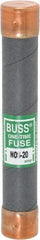 Cooper Bussmann - 600 VAC, 20 Amp, Fast-Acting General Purpose Fuse - Fuse Holder Mount, 127mm OAL, 50 at AC/DC kA Rating, 13/16" Diam - Top Tool & Supply