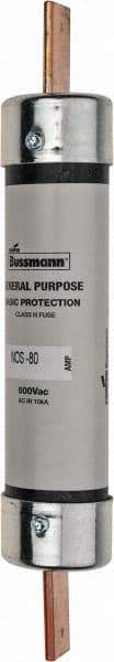 Cooper Bussmann - 600 VAC, 80 Amp, Fast-Acting General Purpose Fuse - Bolt-on Mount, 7-7/8" OAL, 10 (RMS Symmetrical) kA Rating, 1-5/16" Diam - Top Tool & Supply