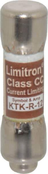 Cooper Bussmann - 600 VAC, 12 Amp, Fast-Acting General Purpose Fuse - Fuse Holder Mount, 1-1/2" OAL, 200 at AC (RMS) kA Rating, 13/32" Diam - Top Tool & Supply