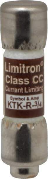 Cooper Bussmann - 600 VAC, 0.75 Amp, Fast-Acting General Purpose Fuse - Fuse Holder Mount, 1-1/2" OAL, 200 at AC (RMS) kA Rating, 13/32" Diam - Top Tool & Supply