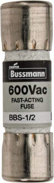 Cooper Bussmann - 600 VAC, 0.5 Amp, Fast-Acting General Purpose Fuse - Fuse Holder Mount, 1-3/8" OAL, 10 at AC kA Rating, 13/32" Diam - Top Tool & Supply