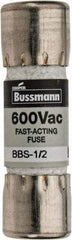 Cooper Bussmann - 600 VAC, 0.5 Amp, Fast-Acting General Purpose Fuse - Fuse Holder Mount, 1-3/8" OAL, 10 at AC kA Rating, 13/32" Diam - Top Tool & Supply