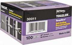 Toggler - #6 to 10 Screw, 5/16" Diam, 1-5/8" Long, 3/8 to 5/8" Thick, Self Drilling Drywall & Hollow Wall Anchor - Thermoplastic Alloy, Use in Drywall - Top Tool & Supply