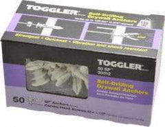 Toggler - #6 to 10 Screw, 5/16" Diam, 1-5/8" Long, 3/8 to 5/8" Thick, Self Drilling Drywall & Hollow Wall Anchor - Thermoplastic Alloy, Use in Drywall - Top Tool & Supply