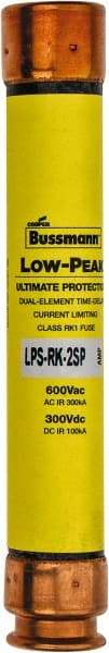 Cooper Bussmann - 300 VDC, 600 VAC, 2 Amp, Time Delay General Purpose Fuse - Fuse Holder Mount, 127mm OAL, 100 at DC, 300 at AC (RMS) kA Rating, 13/16" Diam - Top Tool & Supply