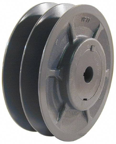 Browning - 1-1/8" Inside Diam x 5.35" Outside Diam, 2 Groove, Variable Pitched Sheave - Belt Sections 3L, 4L, A, 5L & B, 3" Sheave Thickness, 1-3/8 to 2" Face Width - Top Tool & Supply