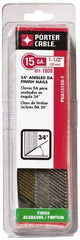 Porter-Cable - 15 Gauge 1-1/2" Long Finishing Nails for Power Nailers - Grade 2 Steel, Bright Finish, Angled Stick Collation, Chisel Point - Top Tool & Supply