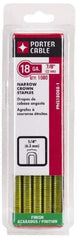 Porter-Cable - 7/8" Long x 1/4" Wide, 18 Gauge Narrow Crown Construction Staple - Grade 2 Steel, Galvanized Finish - Top Tool & Supply