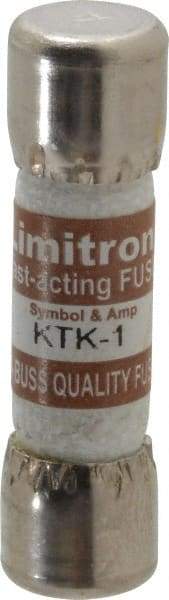 Cooper Bussmann - 600 VAC, 1 Amp, Fast-Acting General Purpose Fuse - Fuse Holder Mount, 1-1/2" OAL, 100 at AC kA Rating, 13/32" Diam - Top Tool & Supply