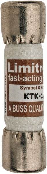 Cooper Bussmann - 600 VAC, 0.13 Amp, Fast-Acting General Purpose Fuse - Fuse Holder Mount, 1-1/2" OAL, 100 at AC kA Rating, 13/32" Diam - Top Tool & Supply