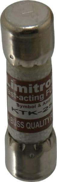 Cooper Bussmann - 600 VAC, 25 Amp, Fast-Acting General Purpose Fuse - Fuse Holder Mount, 1-1/2" OAL, 100 at AC kA Rating, 13/32" Diam - Top Tool & Supply