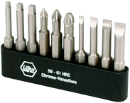 10 Piece - Slotted 3.0; 4.5; 5.5; 6.5mm; Phillips 1; 2; 3 and Square 1; 2; 3 - Power Bit Belt Pack With Holder - Top Tool & Supply