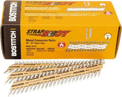 Stanley Bostitch - 16 Gauge 0.0598" Shank Diam 1-1/2" Long Metal Connecting Nails for Power Nailers - Steel, Bright Finish, Smooth Shank, Angled Stick Paper Tape Collation, Round Head - Top Tool & Supply