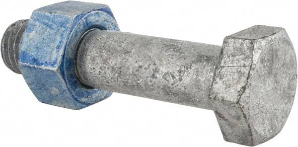 Value Collection - 7/8-9 Thread, 4" Length Under Head, Steel Hex Head Bolt - Hot Dipped Galvanized Coated, UNC Thread, ASTM A325 - Top Tool & Supply