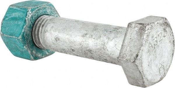 Value Collection - 1-8 Thread, 4-3/4" Length Under Head, Steel Hex Head Bolt - Hot Dipped Galvanized Coated, UNC Thread, ASTM A325 - Top Tool & Supply