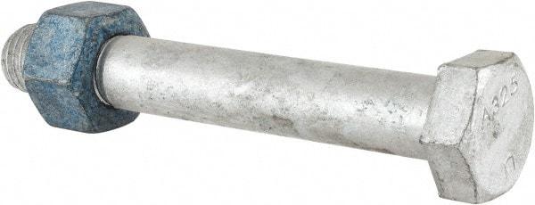 Value Collection - 1-8 Thread, 7" Length Under Head, Steel Hex Head Bolt - Hot Dipped Galvanized Coated, UNC Thread, ASTM A325 - Top Tool & Supply