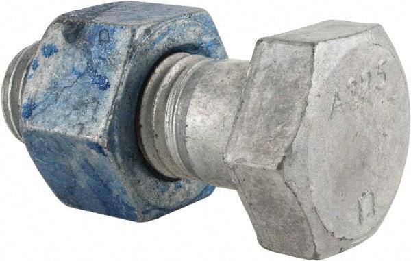 Value Collection - 1-1/8 - 7 Thread, 3" Length Under Head, Steel Hex Head Bolt - Hot Dipped Galvanized Coated, UNC Thread, ASTM A325 - Top Tool & Supply