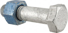 Value Collection - 1-1/8 - 7 Thread, 4-3/4" Length Under Head, Steel Hex Head Bolt - Hot Dipped Galvanized Coated, UNC Thread, ASTM A325 - Top Tool & Supply