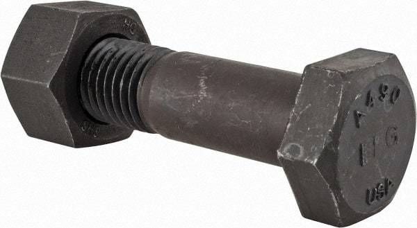 Value Collection - 1-8 Thread, 4" Length Under Head, Steel Hex Head Bolt - Uncoated, UNC Thread, ASTM A490 - Top Tool & Supply