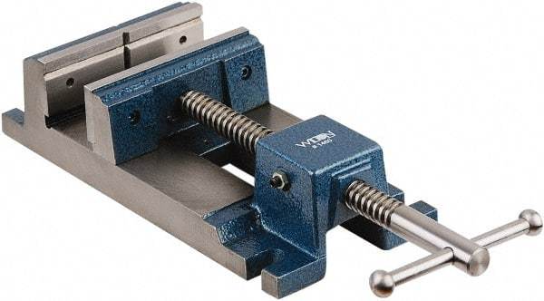 Wilton - 4-3/4" Jaw Opening Capacity x 1-1/2" Throat Depth, Horizontal Drill Press Vise - 4-1/2" Wide x 1-1/2" High Jaw, Stationary Base, Rapid Action, Steel - Top Tool & Supply