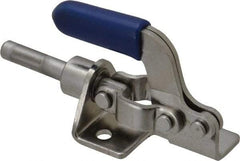 Gibraltar - 100 Lb Load Capacity, Flanged Base, Stainless Steel, Standard Straight Line Action Clamp - 3 Mounting Holes, 0.17" Mounting Hole Diam, 1/4" Plunger Diam, Thumb Handle - Top Tool & Supply