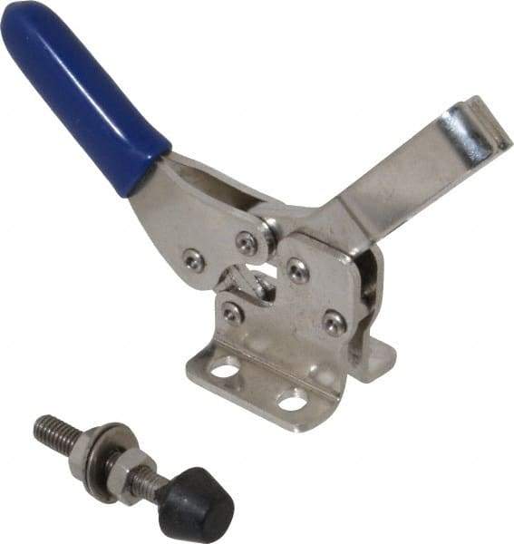 Gibraltar - 150 Lb Holding Capacity, Horizontal Handle, Manual Hold Down Toggle Clamp - 60° Handle Movement, 90° Bar Opening, U-Bar, Flanged Base, Electro-Plated Zinc, Stainless Steel - Top Tool & Supply