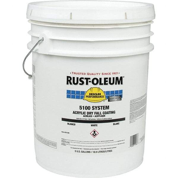 Rust-Oleum - 5 Gal White Flat Finish Industrial Enamel Paint - 210 to 260 Sq Ft per Gal, Interior/Exterior - Top Tool & Supply