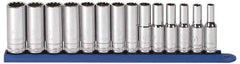 GearWrench - 14 Piece 3/8" Drive Deep Socket Set - 12 Points, 6 to 19mm, Metric Measurement Standard - Top Tool & Supply