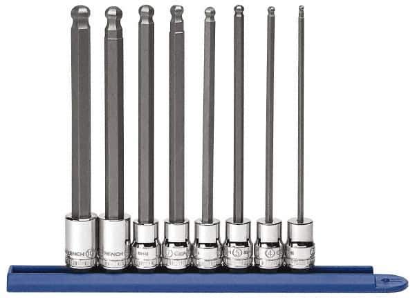 GearWrench - 8 Piece 3/8" Drive Metric Ball Hex Bit Socket Set - 3 to 10mm Hex - Top Tool & Supply