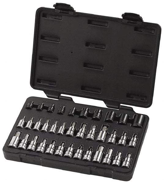 GearWrench - 36 Piece 1/4, 3/8 & 1/2" Drive Hex & Torx Bit Socket Set - 5/32 to 5/16" Hex, T10 to T55 Torx, Comes in Blow Molded Case - Top Tool & Supply