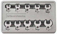 GearWrench - 10 Piece Open End Crowfoot Wrench Set - 10 to 19mm, with Plastic Tray - Top Tool & Supply