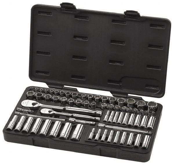 GearWrench - 68 Piece 1/4" & 3/8" Drive Deep Well Socket Set - 6, 12 Points, 3/16" to 7/8" (4mm to 17mm) Range, Inch/Metric Measurement Standard - Top Tool & Supply