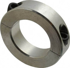 Climax Metal Products - 1-5/8" Bore, Aluminum, Two Piece Two Piece Split Shaft Collar - 2-5/8" Outside Diam, 11/16" Wide - Top Tool & Supply