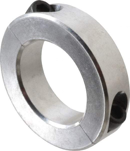 Climax Metal Products - 1-11/16" Bore, Aluminum, Two Piece Two Piece Split Shaft Collar - 2-3/4" Outside Diam, 11/16" Wide - Top Tool & Supply