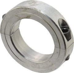 Climax Metal Products - 1-15/16" Bore, Aluminum, Two Piece Two Piece Split Shaft Collar - 3" Outside Diam, 11/16" Wide - Top Tool & Supply