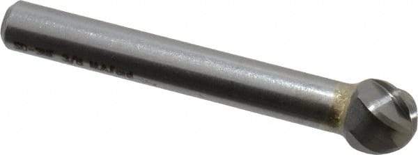 M.A. Ford - 3/8" Cut Diam, 1/4" Shank Diam, Ball Head Single Cut Burr - Carbide, Radius End, 5/16" LOC, 2-5/16" OAL - Top Tool & Supply